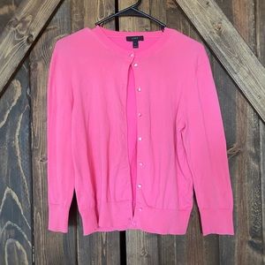 Pink button up sweater| J. Crew